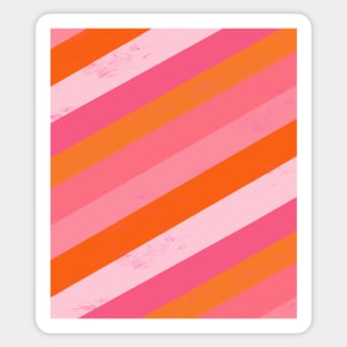 Pink and Orange Brush Stroke, Stripes Sticker